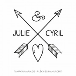 Tampon mariage Flèches Coeur Manuscrit